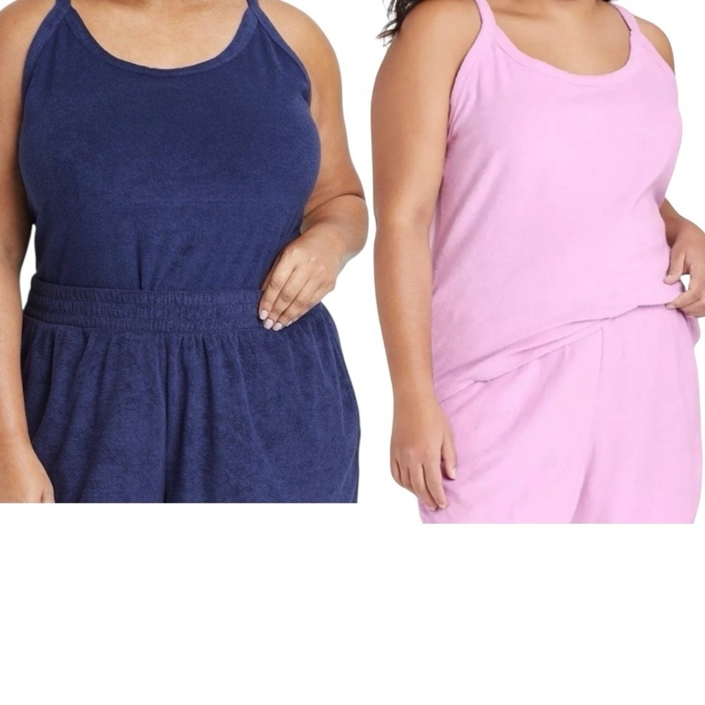 Ava‎ & Viv 2 Terry Tank Tops – Size X – Navy & Pink (Set of 2)